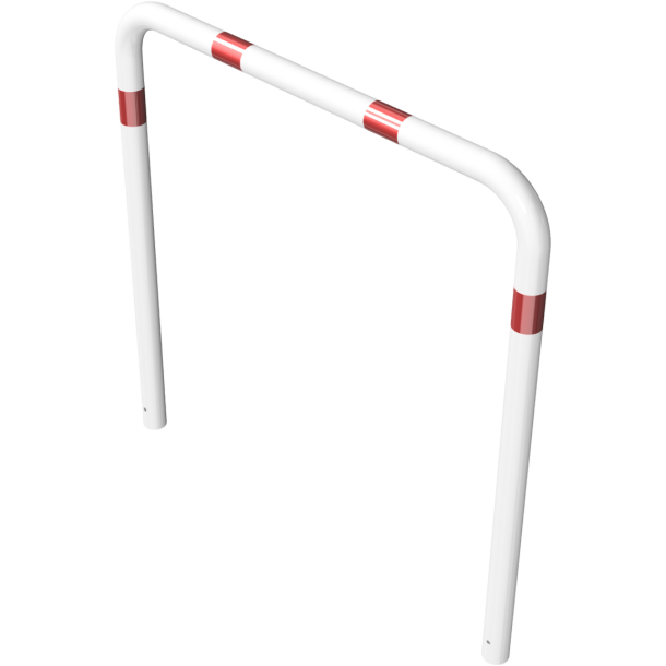 Guard hoop |  76 x 2,6 mm | without cross bar | for casting in concrete | total width: 1500 mm | total height: 1500 mm | hot-dip galvanized and white coatedwith red reflecting stripes